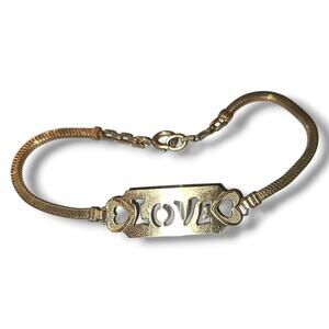 Vintage 1960s 1/20-10k Gold Filled Love Spell-out ID Bracelet 8"‎